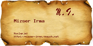 Mizser Irma névjegykártya